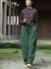 Johnature Women Winter Plush Warm Bloomers Pants Solid Color Trousers Elastic Waist Patchwork Pockets Long Pants