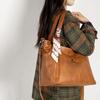 Borsa retrò di grande capacità da donna, borsa a tracolla per pendolari, borsa tote in PU