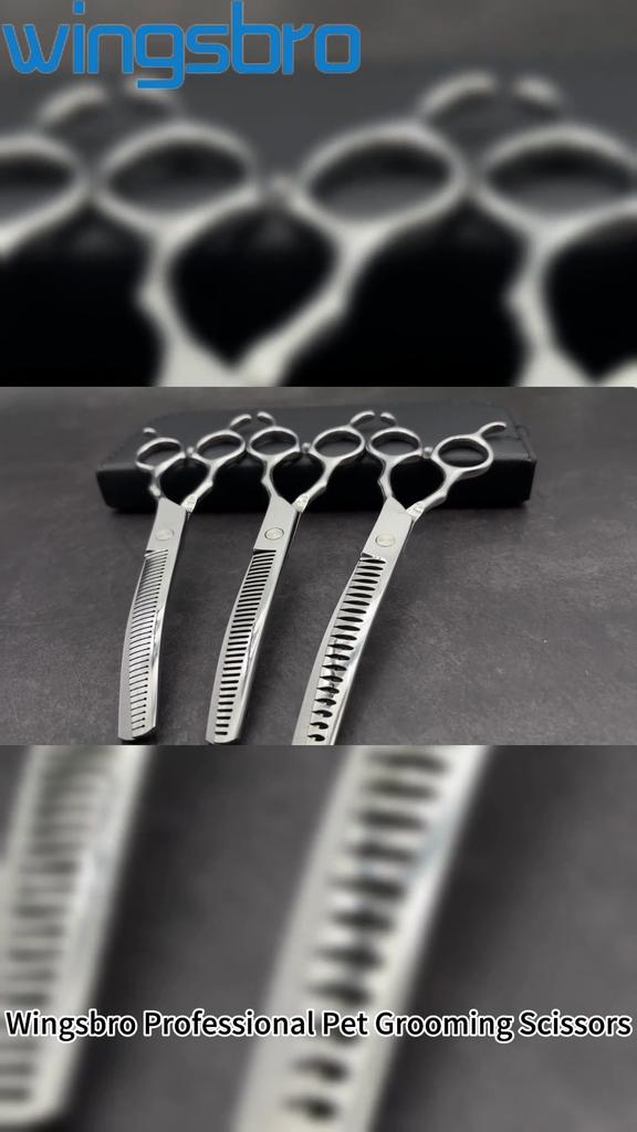 Wingsbro 7 Zoll Silber Haustierpflege Schere, Abwärts gebogene Ausdünnungsschere zum Haarschneiden