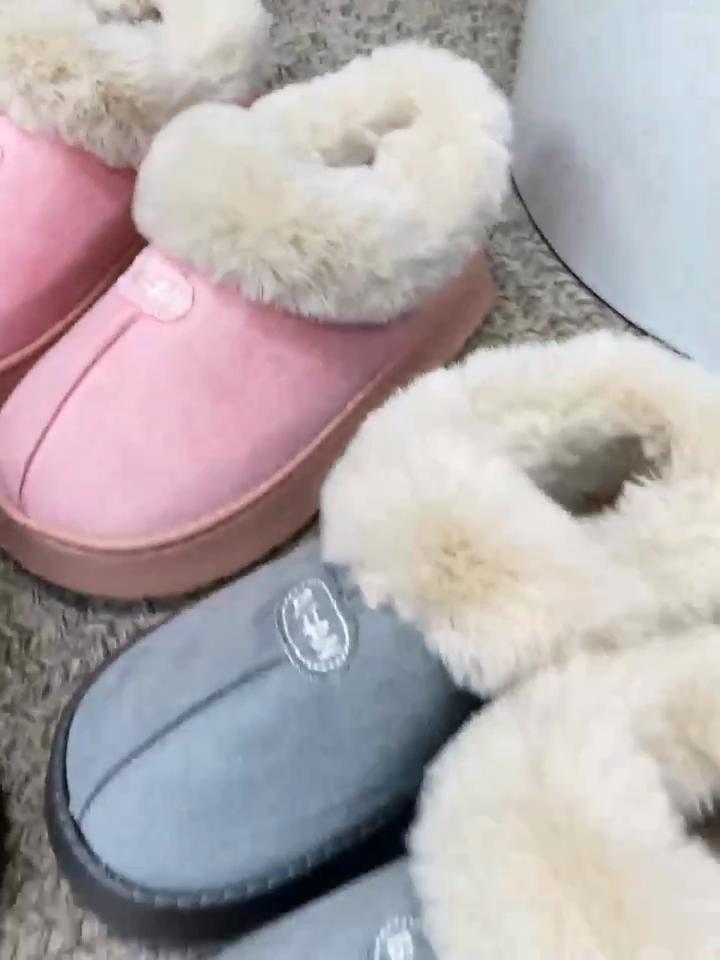 Women's Flat Warm Faux Fur Snow Boots Winter New Lightweight Slip On Ankle Boots Woman Comfortable Non Slip Slip On Cotton Shoes
