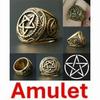 Ancient Ring Supernatural Pentacle Pentagram Five Point Star Amulet Talisman Stainless Steel Protect Health Jewelry Charming Accessories