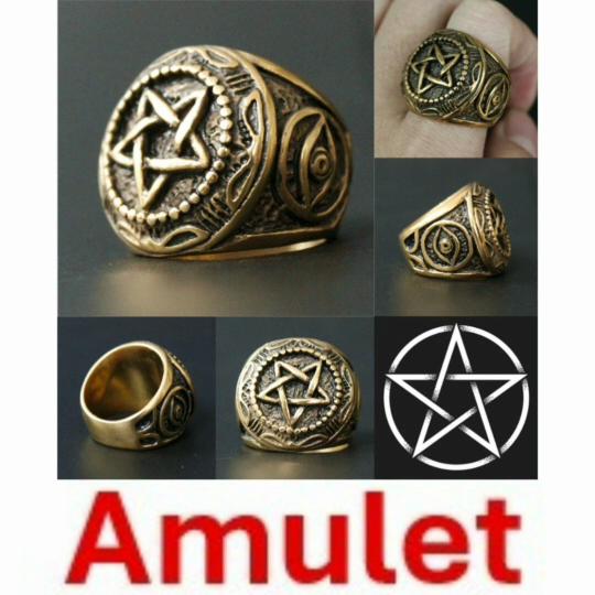 Ancient Ring Supernatural Pentacle Pentagram Five Point Star Amulet Talisman Stainless Steel Protect Health Jewelry Charming Accessories
