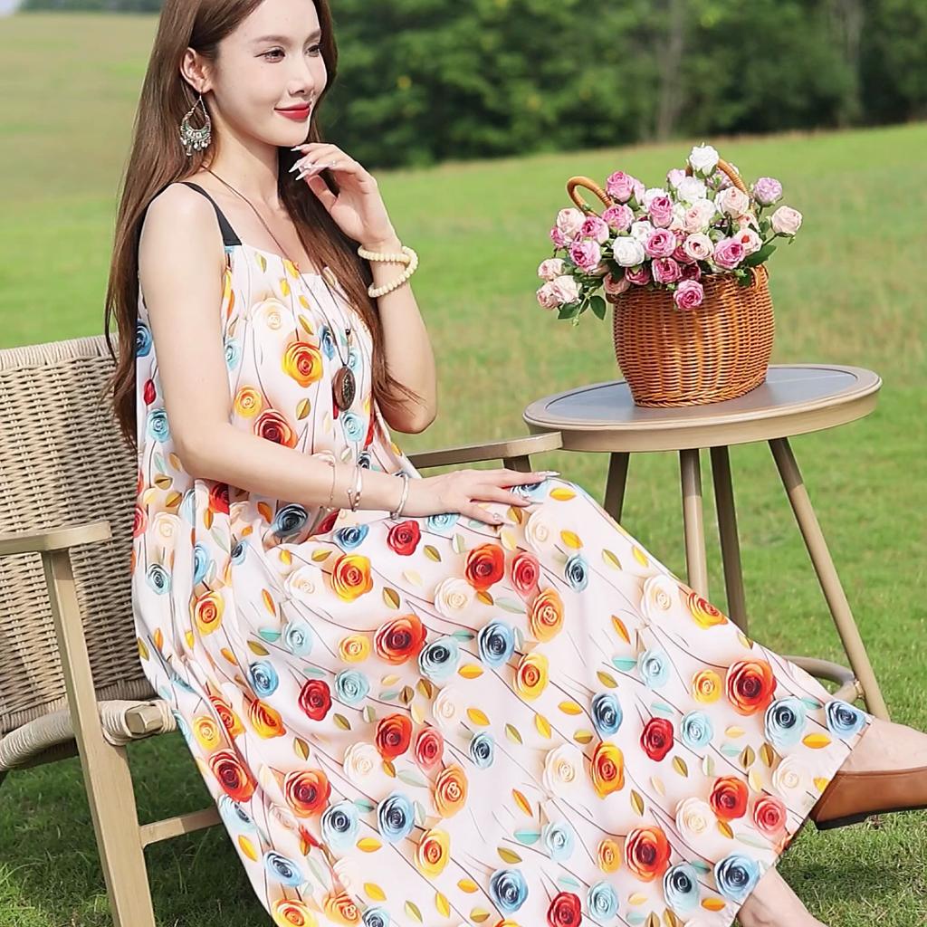 Elegant Women's Long Dresses Summer Vintage Clothes Casual Summer Dress