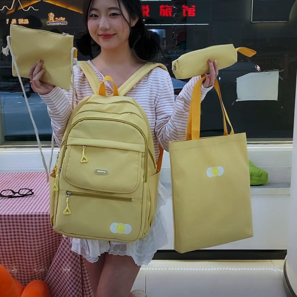 Four-Piece Backpack Set Junior High School Student Schoolbag Women Campus Backpack Large Capacity Backpack