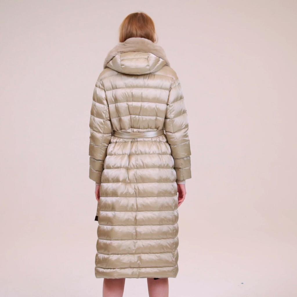 Coat ZIAI 2024 New Winter Women Long Warm Parka Jacket with Natural Rabbit Fur Hood Large Sizes Female Clothing Design ZR-7518