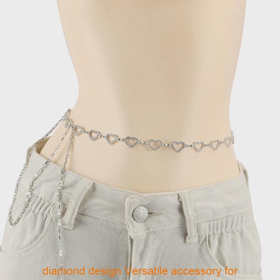 Water Drilled Heart Shape Metal Waist Belt For Women Men Elegant Summer Accessory