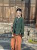 Johnature Women Vintage Shirts Tops Spring Chinese Style Solid Color Stand Long Sleeve Pockets Blouses