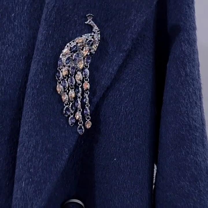 Všestranná brož Peacock pro těžký průmysl s diamanty