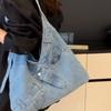 Vintage Denim Bag Women's Underarm Shoulder Bag Large Capacity Commuter Crossbody Bag