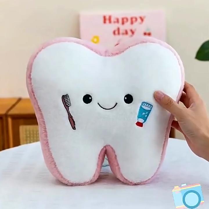 Creative Tooth Plush Pillow With Soft Pp Cotton For Kids Comfort And Dental Care Gift
