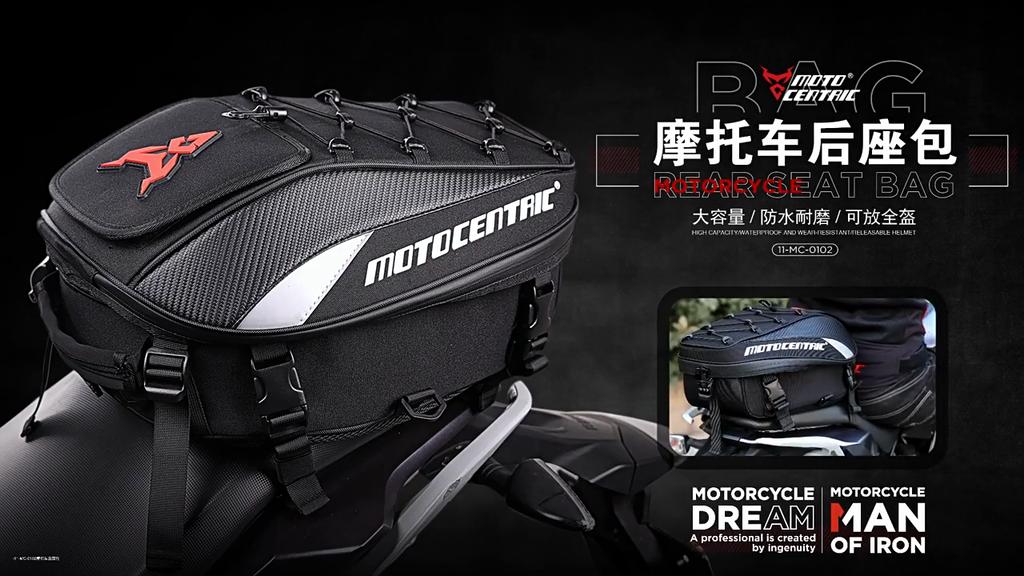 MOTOCENTRIC Bolsa de Cauda Impermeável para Motocicleta Multifuncional Durável Bolsa para Banco Traseiro 37L Alta Capacidade Mochila para Capacete de Piloto