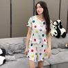 2025 Summer Women's Pajamas Set O-Neck Crop Tops & Shorts Thin Sleepwear 2 Pieces Sets Pajama for Girl Funny Cartoon Print Youth Homewear