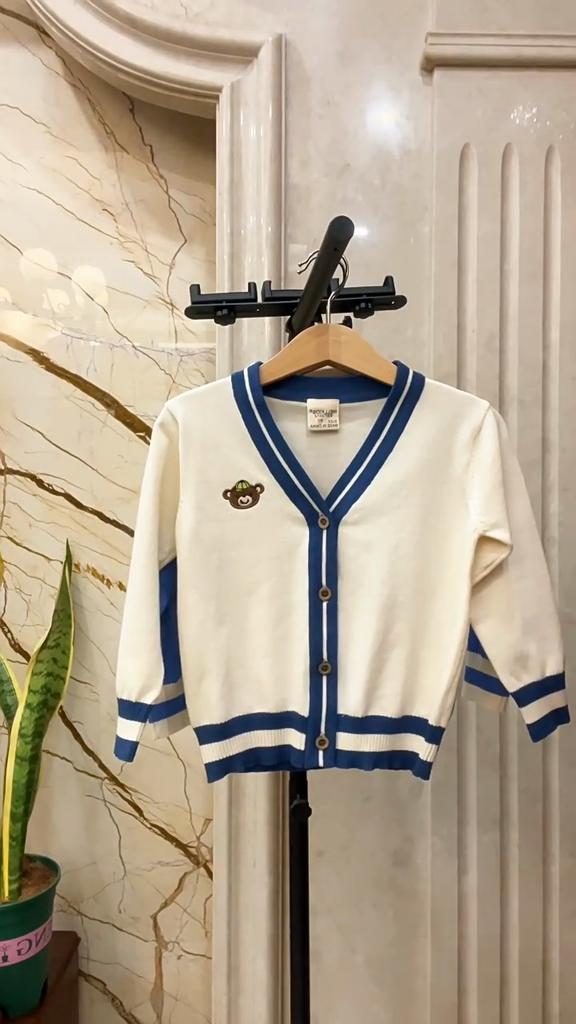 Boys Knit Cardigan Sweater V Neck Embroidered Button Down Outerwear Autumn Fashion Top for Toddler and Kids