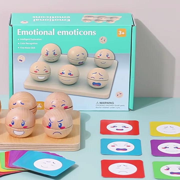 Wooden Emotional Expression Ball Educational Toy For Parent Child Interactive Play