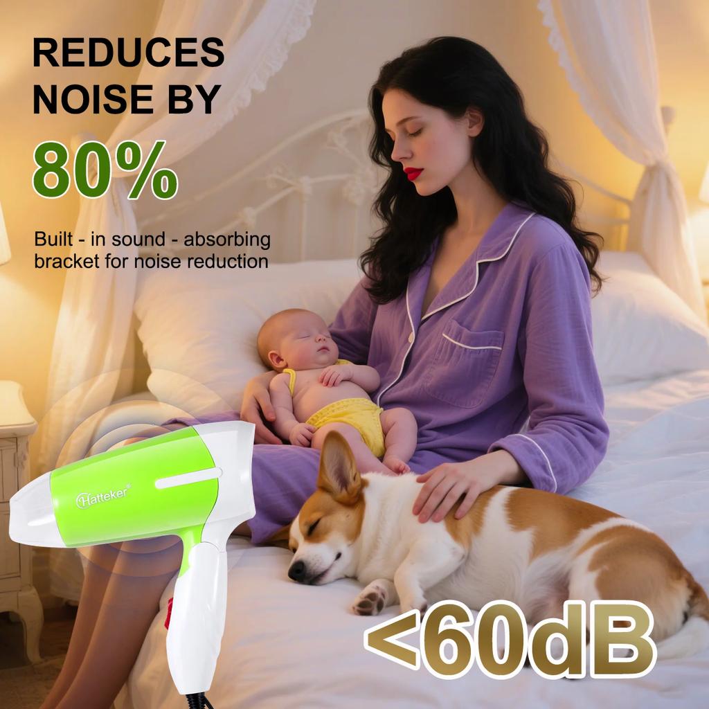 Hatteker Portable Hair Dryer Electric Home Use Hair Dryer Foldable Small Tube for Quick Drying