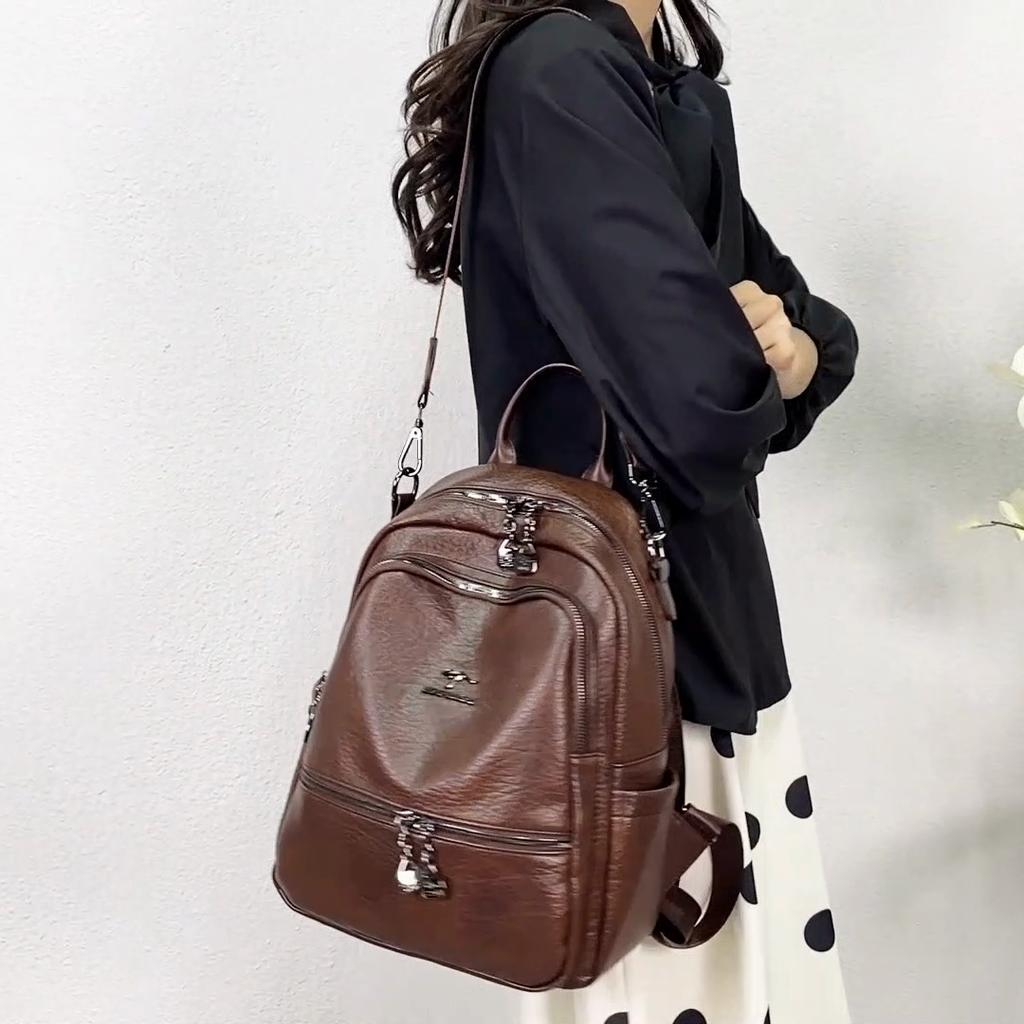 PU Backpack Women's Outdoor Travel Backpack Multi-function Shoulder Bag