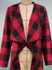 Women's Spring Commute Style Shirt Plaid Long Sleeve Irregular Loose Collar Open Cardigan Shirt
