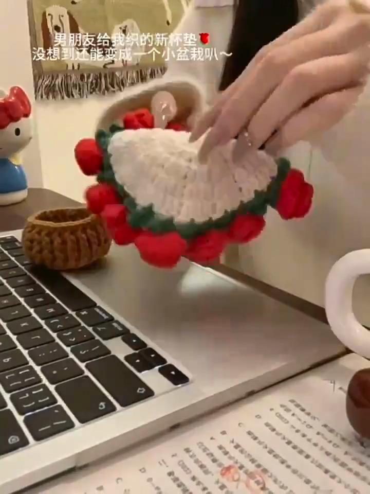 Crochet Flower Coaster Hand-knitted Lily Of The Valley Round Coasters Heat Insulation Non-slip Table Mats Home Kitchen Decor