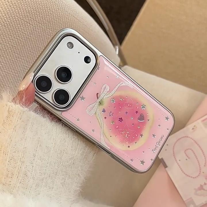 Creative Colored Diamond Pink Guava Phone Case for iPhone 16, iPhone 17, iPhone 17 Pro Max