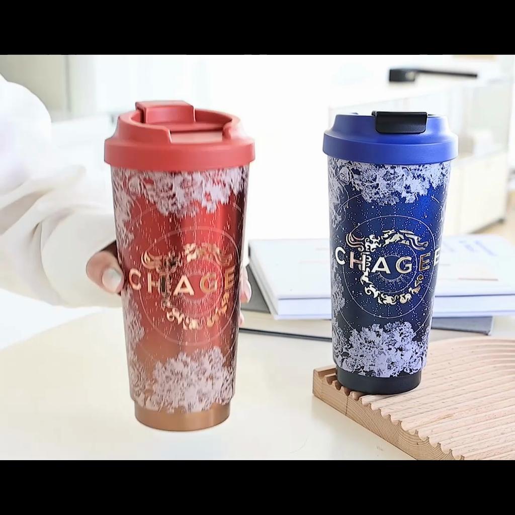 CHAGEE Insulated Mug, 316 Stainless Steel, Locking Lid Coffee Cup, Tea Pot, Cup for Women, Starry Red