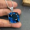 Pandantiv Topaz Albastru Pătrat Perna Argint Sterling 925 Natural 124 Ct CERTIFICAT my-481-sa