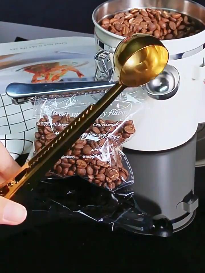 Colher Dosadora Multifuncional de Aço Inoxidável para Café com Clipe para Saco, Colher Seladora para Chá Café, Gadget e Acessórios de Cozinha