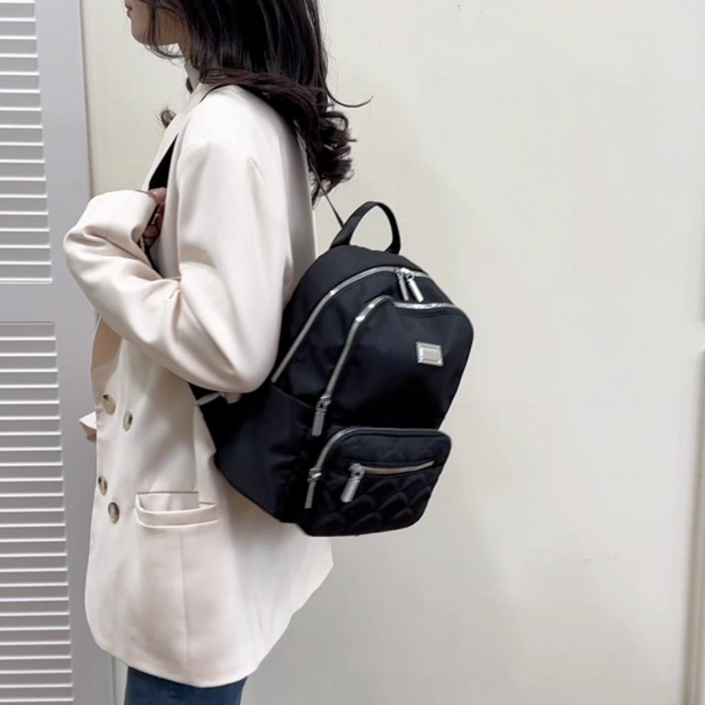 Women's Backpack Large Capacity Solid Color Backpack Multi-Layer Student Bag