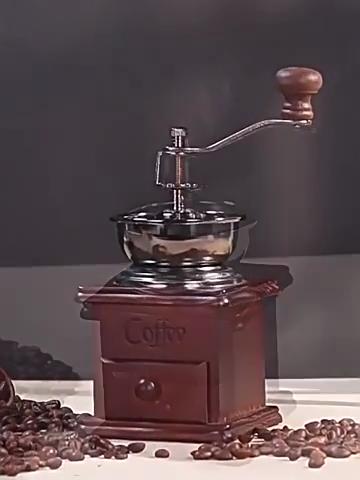 Ferris Wheel Design Vintage Manual Coffee Grinder With Ceramic Movement Retro Wooden Coffee Mill