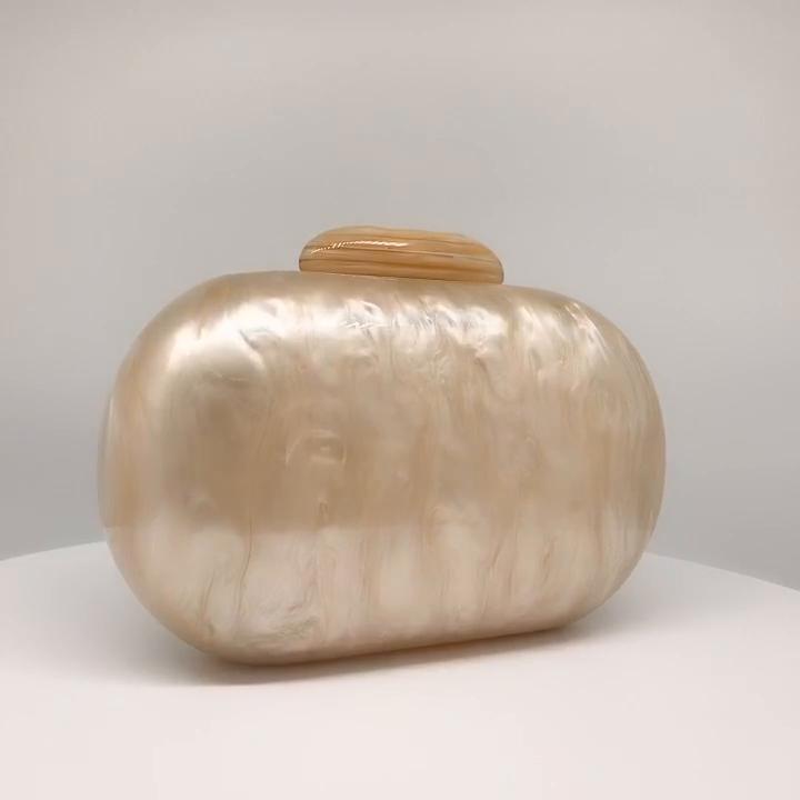 Woman New Fashion Wedding Accessory Women Acrylic Cute Round Evening Bag Woman Beige Solid Marble Luxury Party Prom Handbag Casual Trendy Clutch