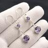 Purple Iolite Gemstone 925 Solid Silver Jewelry Partywear Zircon Earrings 1.84" CZE-9-11
