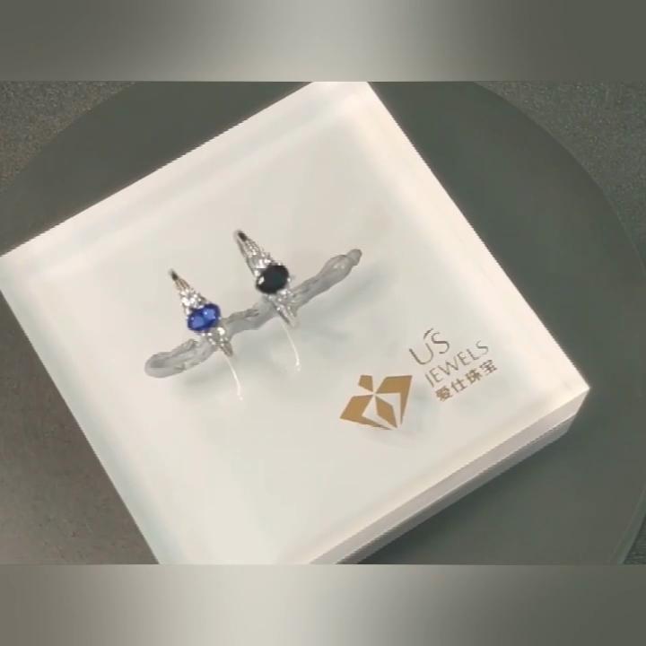 Blaue ovale Saphirringe für Frauen, runde weiße Zirkonia, 925er Sterlingsilber, Mädchenringe