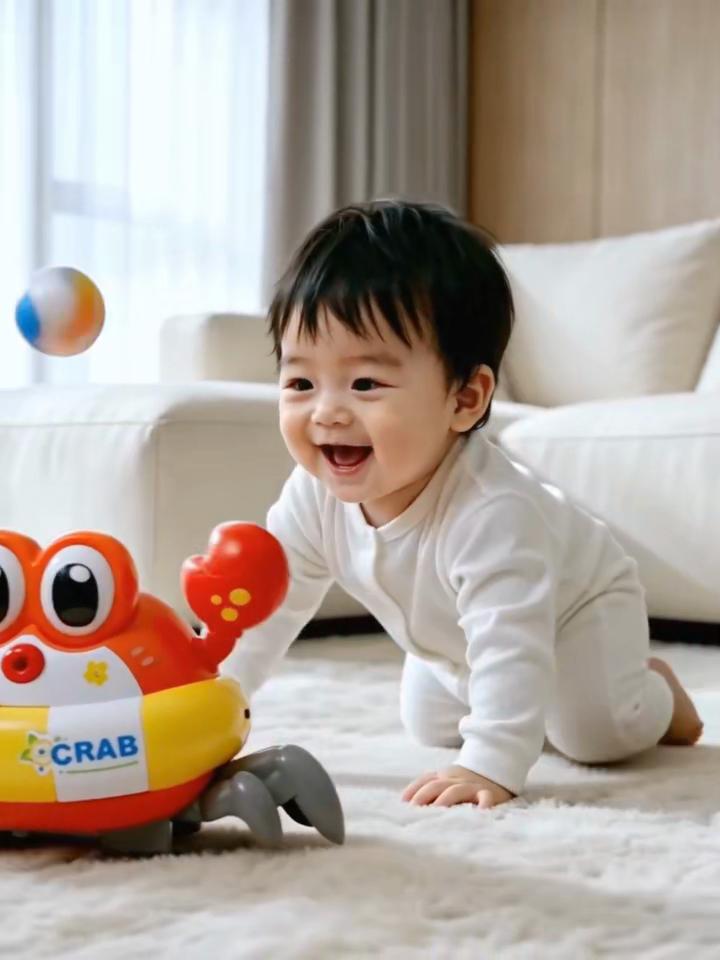 Kids Electric Crab Move Interactive Toy with Music and Lighting Education for 18 Months Development Children Birthday Gift