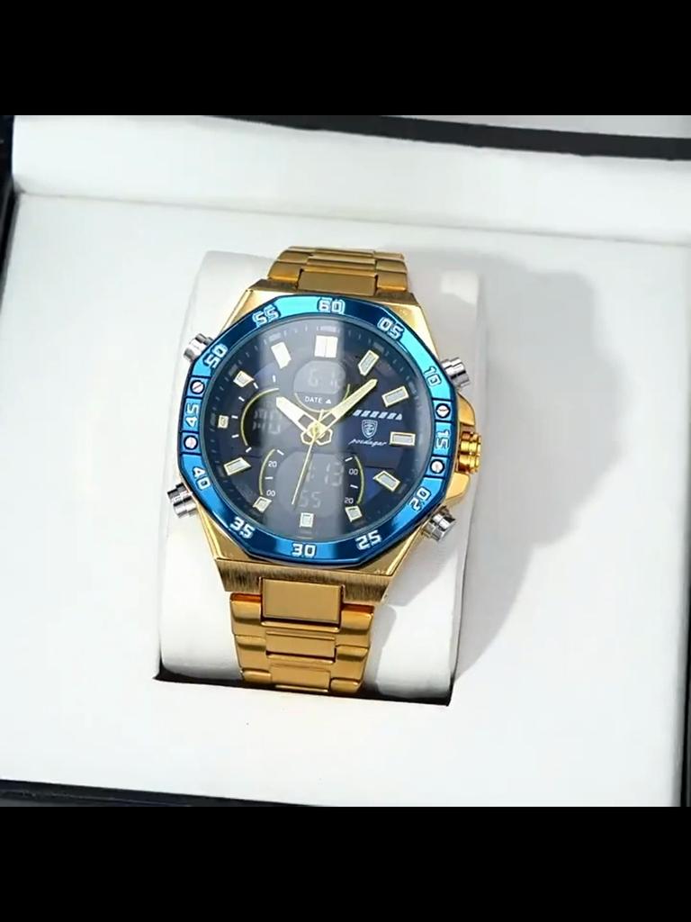 Men's Digital Analog Watches - Waterproof LED Night Light, Fashionable Outdoor Wristwatch for Casual & Active