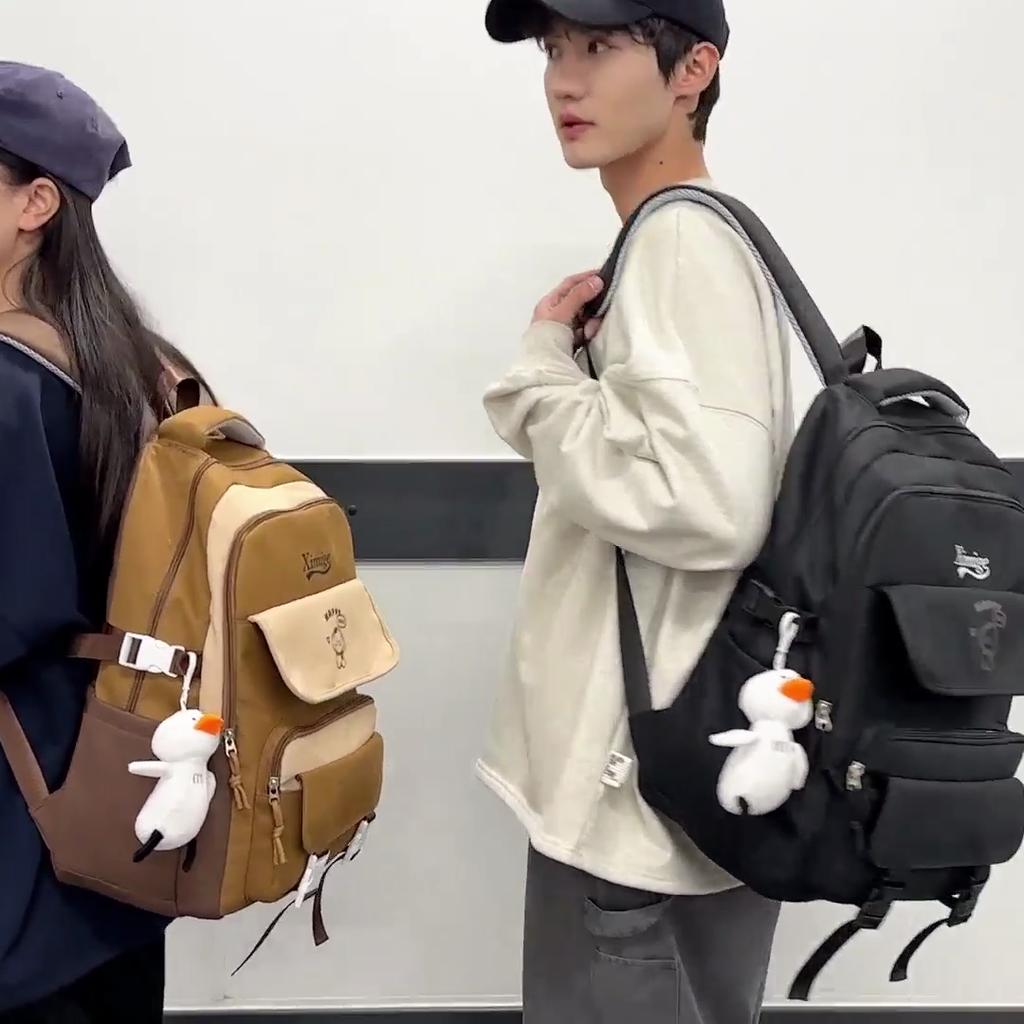 Contrast Color Backpack Junior High School Student Schoolbag
