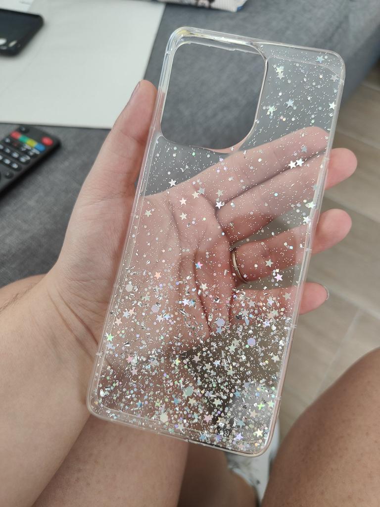 Yarxiawin Custodia per OPPO Find X3 Lite 5g Silicone Morbido Rosa, Effetto Glitter per OPPO Find X3 Lite Cover Trasparente Sottile Fiore Antiurto Case Brillantini (Blu