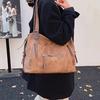 Yogodlns Zipper Tote Bag Solid Color PU Leather Large Capacity Shoulder Bag Minimalist Style Shoulder Bag for Women Daily Commute Use