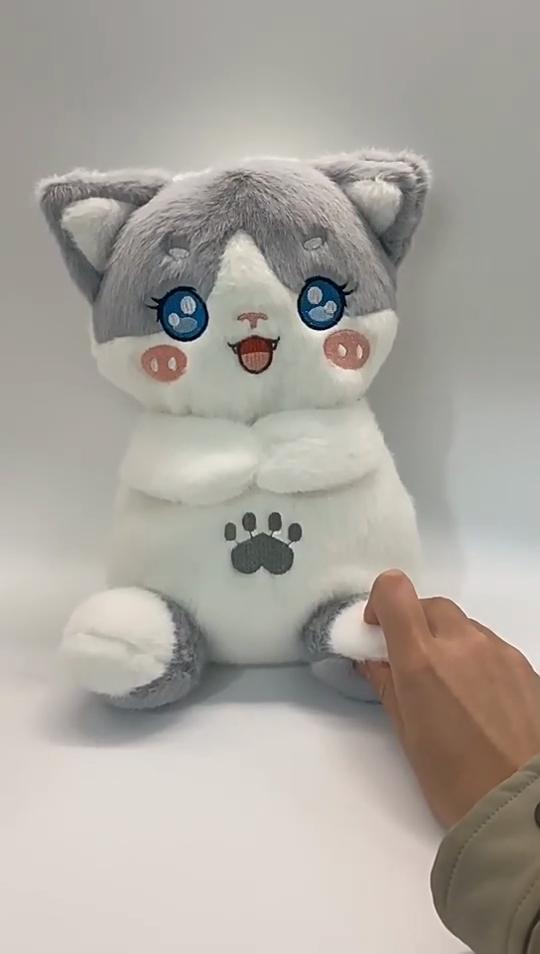 New Adjustable Fox Cat Doll Will Breathe, Luminous Music Soothes and Sleeps, Plush Doll Gives Girlfriend Gift
