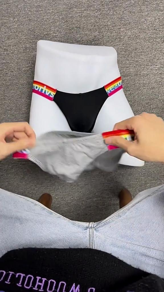 Men Erotic Clothing Sexy Men's High Slit Triangle Pants Rainbow Cotton Sports Fitness Low Waist and Hip Lifting Personalized Trendy Men's Underwear