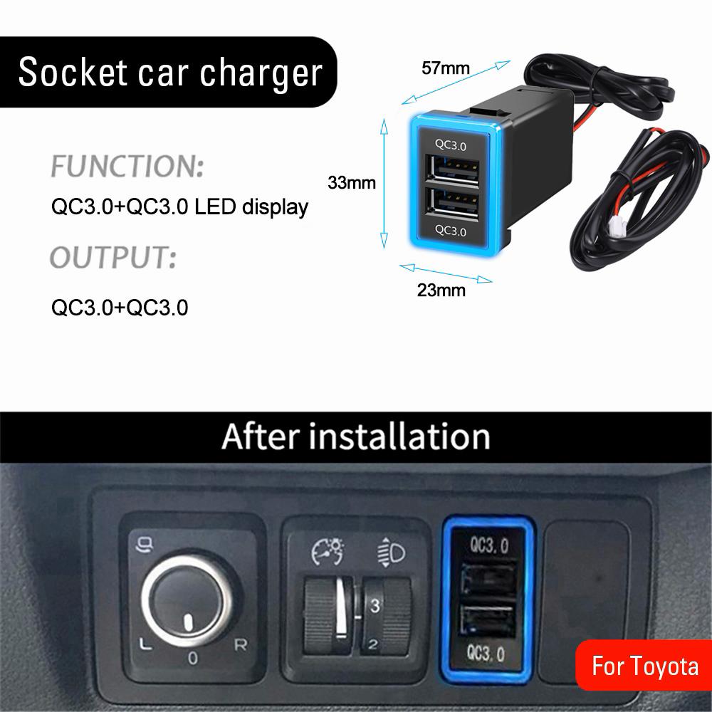 40x20MM Dual USB Outlet 3.1A Car Charger Socket 2 Port Auto Power Adapter for Toyota Tacoma Land Cruiser Tundra Prado 120