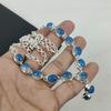 Natural Blue Angelite Gemstone Handmade 925 Sterling Silver Necklace, Blue Angelite Silver Necklace For Wife, Unisex Necklace, Mother's Day Gift