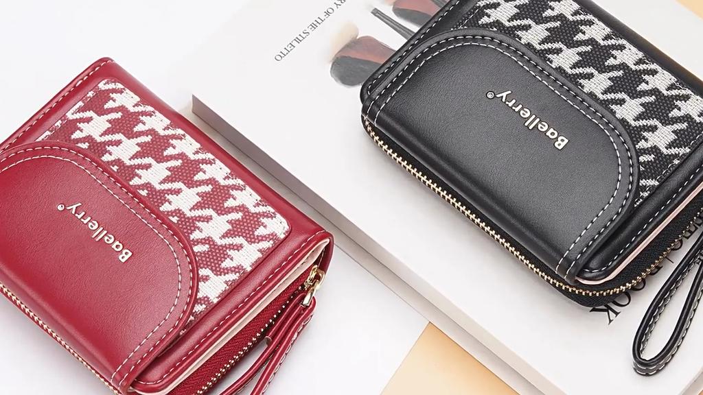 Womens Fashion Card Holder With Pu Fabric And Double Fold For Casual Day