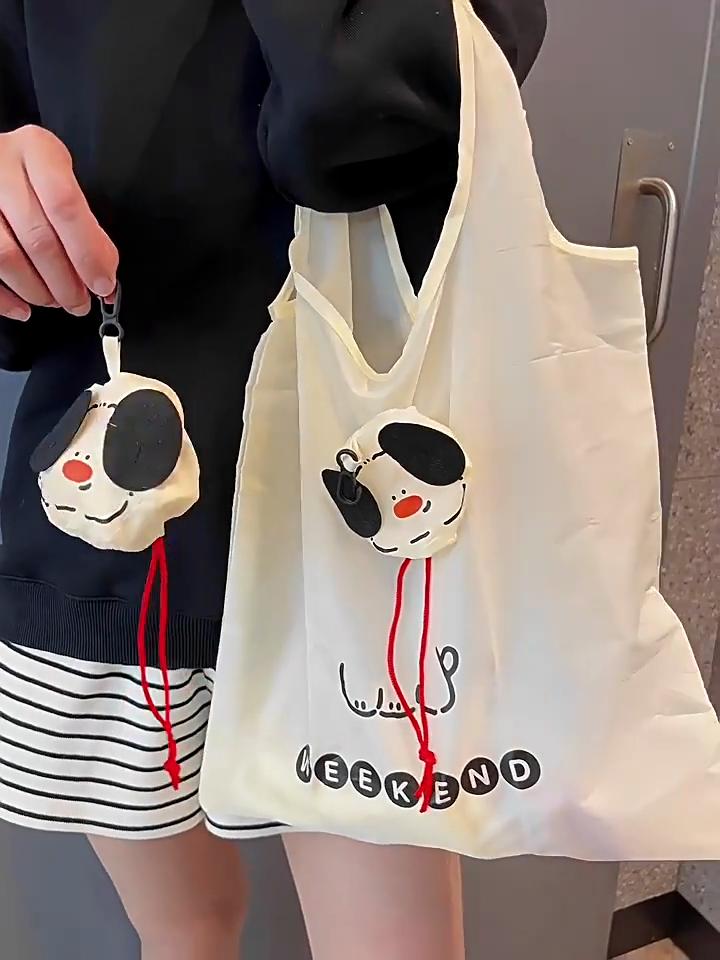 Cartoon Animal Drawstring Shopping Bag, Thick Polyester Foldable Reusable Storage Gift Bag, Customizable Tote Bag