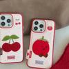 Ins Korean Cute Embroidery Cherry Tomato Leather Case For iPhone 17 16 15 14 Pro Max 15 14 16 13 17 Pro Camera Protection Cover