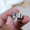 925 Sterling Silver Labradorite Gemstone Oval Shape Textured Band Ring For Women