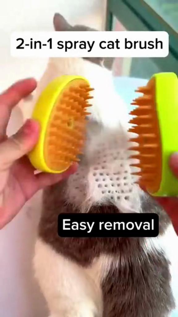 3PCS Cat and Dog Steam Brush Electric Spray Water Spray Kittens and Puppies Pet Comb Soft Silicone Depilation Cats Bath Hair Brush Grooming Supplies