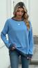 Women's Round Neck Loose Top Long Sleeved Color Blocked Ribbed Sweatshirt
