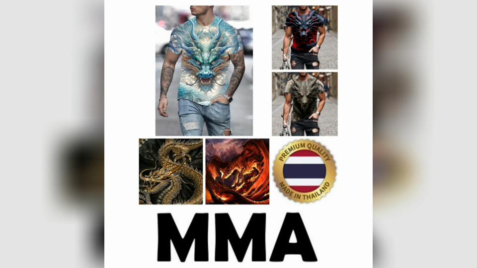 Tričko Dragon Muay Thai s 3D potiskem, vintage trénink, UV ochrana, rychleschnoucí, pro muže i ženy, unisex, krátký rukáv, kulatý výstřih, MMA, mix bojových umění