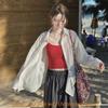 White Sun Protection Shirt For Women Summer Fashion With Spliced Design For Casual Wear
