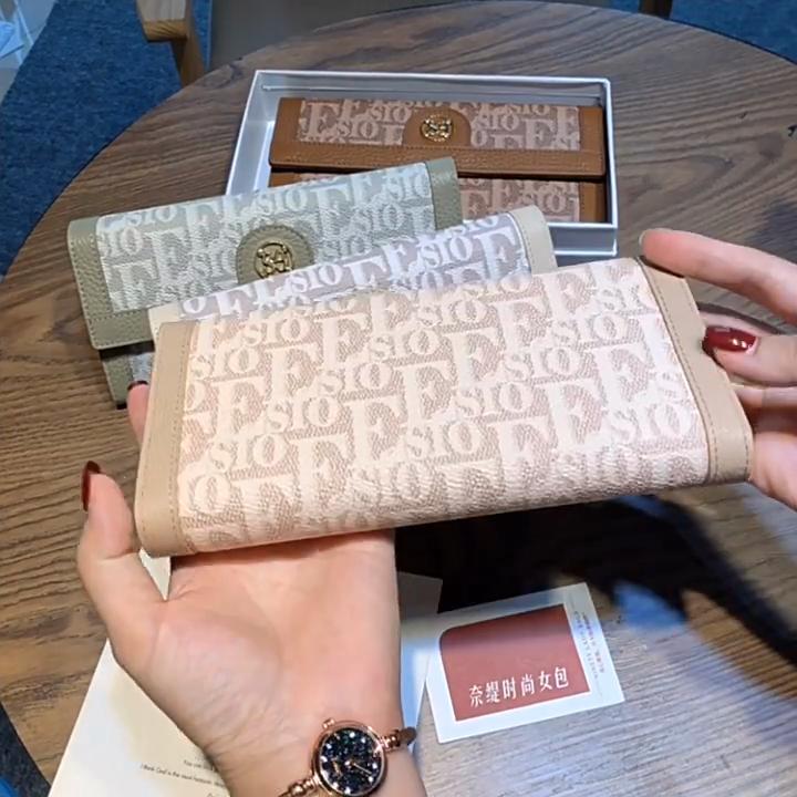 2025 Two-tone Women Wallets Long Purse Real Leather Clutch Bag Letter Print Cowhide Phone Purse High Capacity Ladies Billfolds