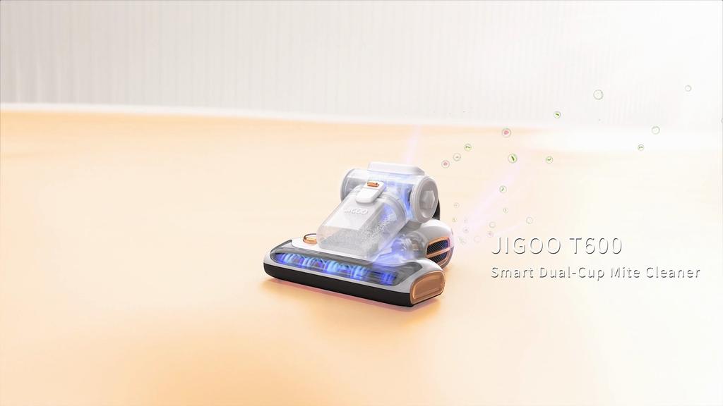 Aspirapolvere per Materassi JIGOO T600: Rimuovi Acari 15kPa con Doppia Tazza e Aroma